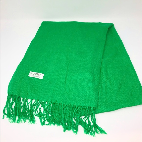 100%Pashmina Green Scarf - Picture 3 of 5